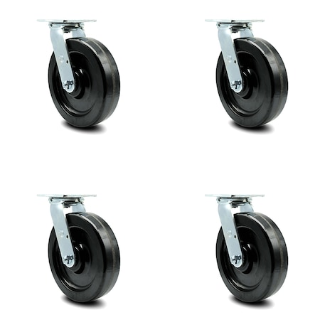 Service Caster 8 Inch Phenolic Wheel Swivel Caster Set with Ball Bearings SCC-30CS820-PHB-4